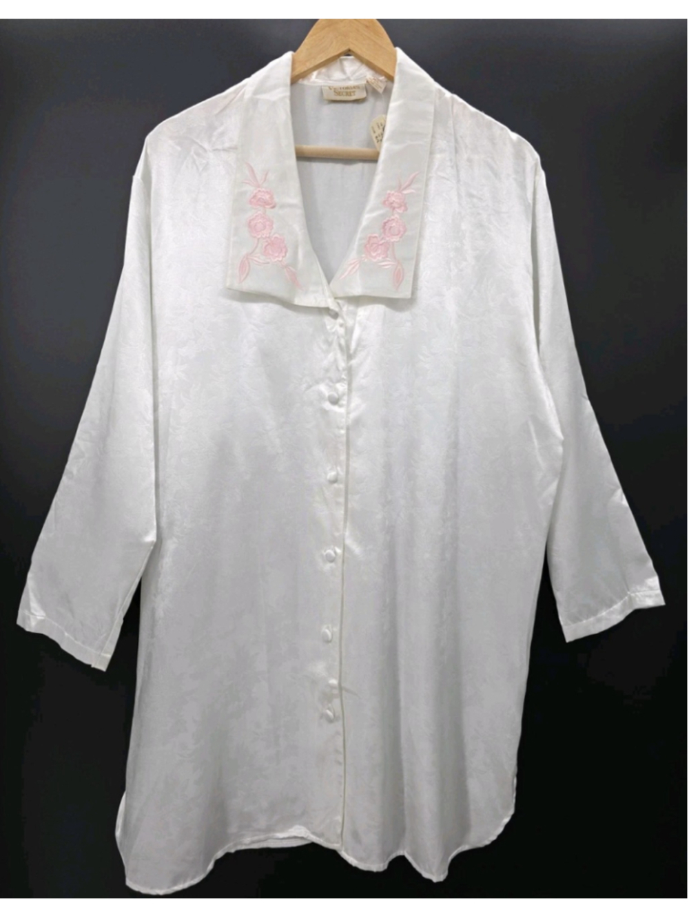 Vintage Victoria's Secret Gold Label Satin Robe 80s M/L Floral Romantic Coquette